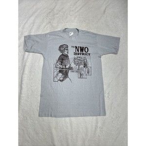 Vintage 80s Cross Country Districts Gray Single Stitch Graphic T-Shirt Size Med